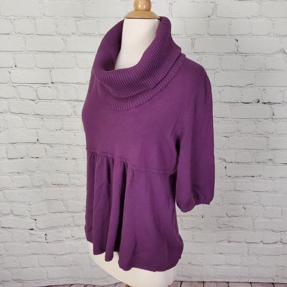 LOFT Purple Cowl Neck Sweater - Picture 3 of 5